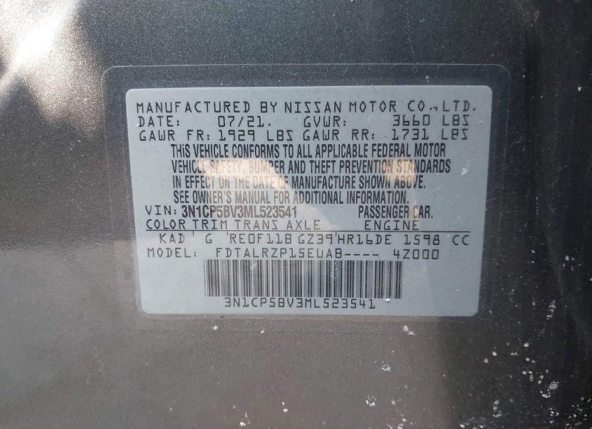 Photo 9 of 2021 Nissan Kicks S XTRONIC CVT (VIN 3N1CP5BV3ML523541)