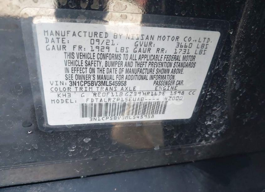 Photo 9 of 2021 Nissan Kicks S XTRONIC CVT (VIN 3N1CP5BV3ML545958)