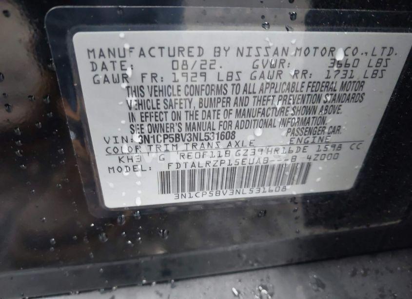 Photo 9 of 2022 Nissan Kicks S XTRONIC CVT (VIN 3N1CP5BV3NL531608)