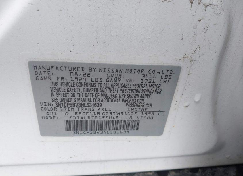 Photo 9 of 2022 Nissan Kicks S XTRONIC CVT (VIN 3N1CP5BV3NL531639)