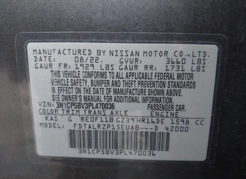 Photo 9 of 2023 Nissan Kicks S XTRONIC CVT (VIN 3N1CP5BV3PL470036)