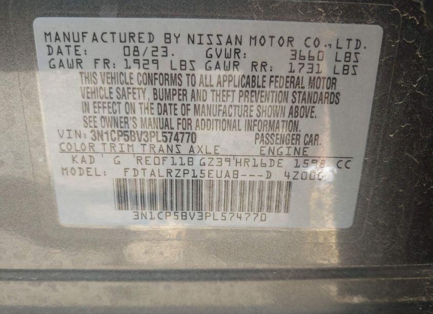 Photo 9 of 2023 Nissan Kicks S XTRONIC CVT (VIN 3N1CP5BV3PL574770)