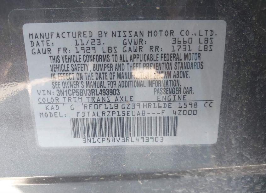 Photo 9 of 2024 Nissan Kicks S XTRONIC CVT (VIN 3N1CP5BV3RL493903)