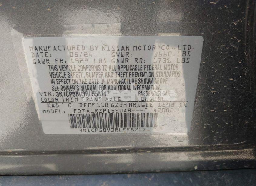 Photo 9 of 2024 Nissan Kicks S XTRONIC CVT (VIN 3N1CP5BV3RL558717)