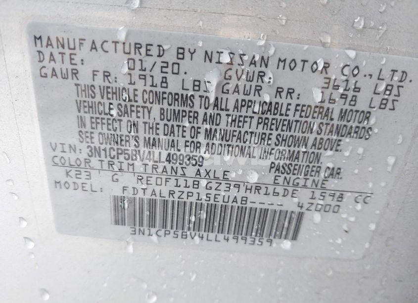 Photo 9 of 2020 Nissan Kicks S XTRONIC CVT (VIN 3N1CP5BV4LL499359)