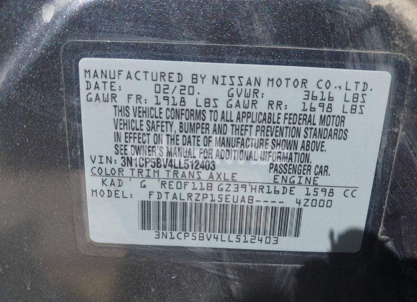 Photo 9 of 2020 Nissan Kicks S XTRONIC CVT (VIN 3N1CP5BV4LL512403)