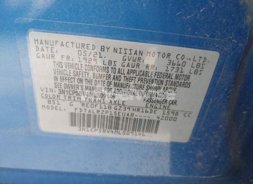 Photo 9 of 2021 Nissan Kicks S XTRONIC CVT (VIN 3N1CP5BV4ML509146)