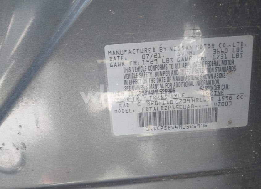 Photo 9 of 2021 Nissan Kicks S XTRONIC CVT (VIN 3N1CP5BV4ML526996)