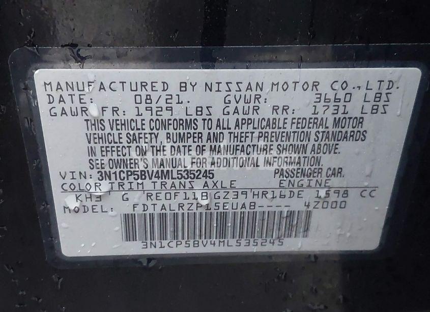 Photo 9 of 2021 Nissan Kicks S XTRONIC CVT (VIN 3N1CP5BV4ML535245)