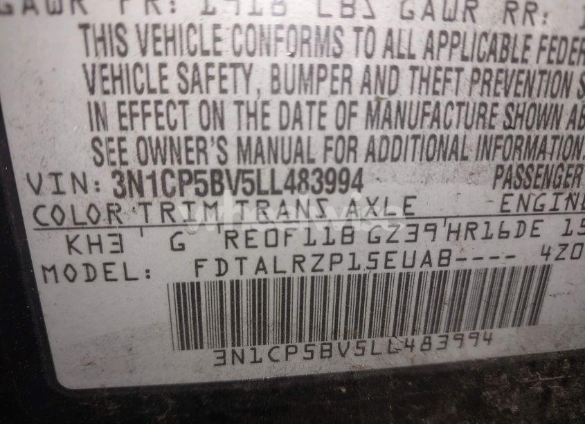 Photo 9 of 2020 Nissan Kicks S XTRONIC CVT (VIN 3N1CP5BV5LL483994)