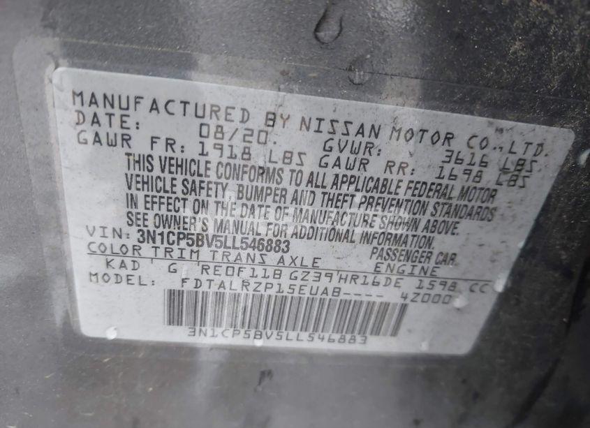 Photo 9 of 2020 Nissan Kicks S XTRONIC CVT (VIN 3N1CP5BV5LL546883)