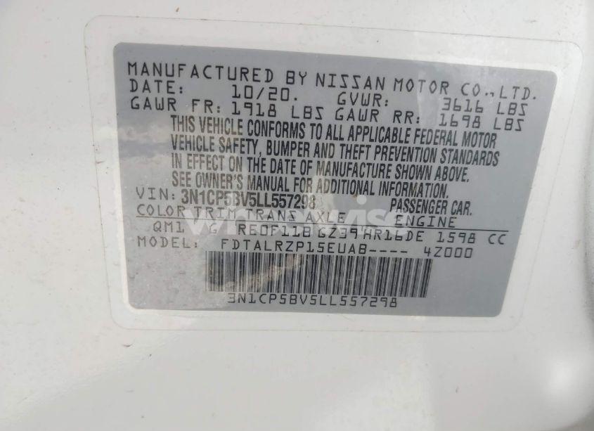 Photo 9 of 2020 Nissan Kicks S XTRONIC CVT (VIN 3N1CP5BV5LL557298)