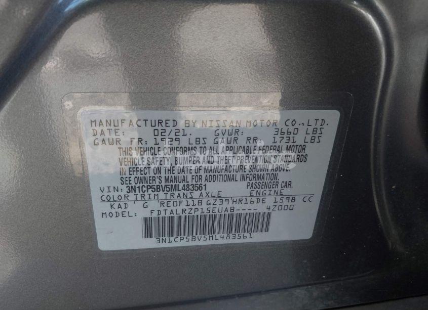 Photo 9 of 2021 Nissan Kicks S XTRONIC CVT (VIN 3N1CP5BV5ML483561)