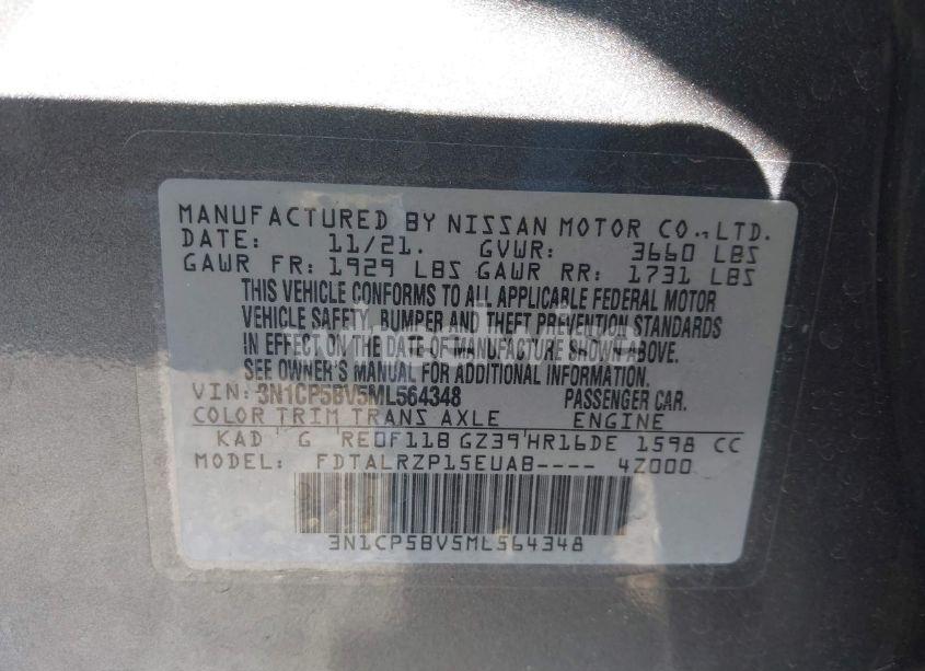 Photo 9 of 2021 Nissan Kicks S XTRONIC CVT (VIN 3N1CP5BV5ML564348)