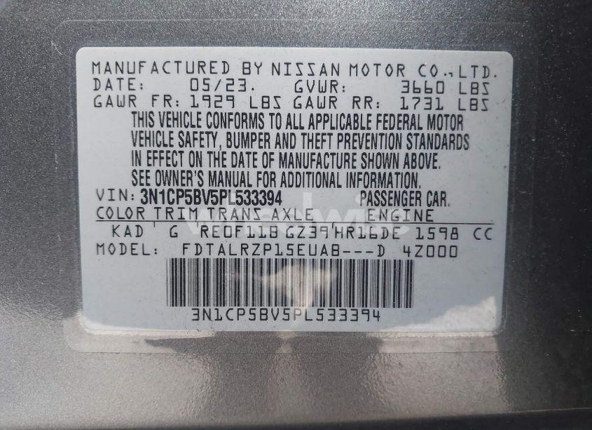 Photo 9 of 2023 Nissan Kicks S XTRONIC CVT (VIN 3N1CP5BV5PL533394)
