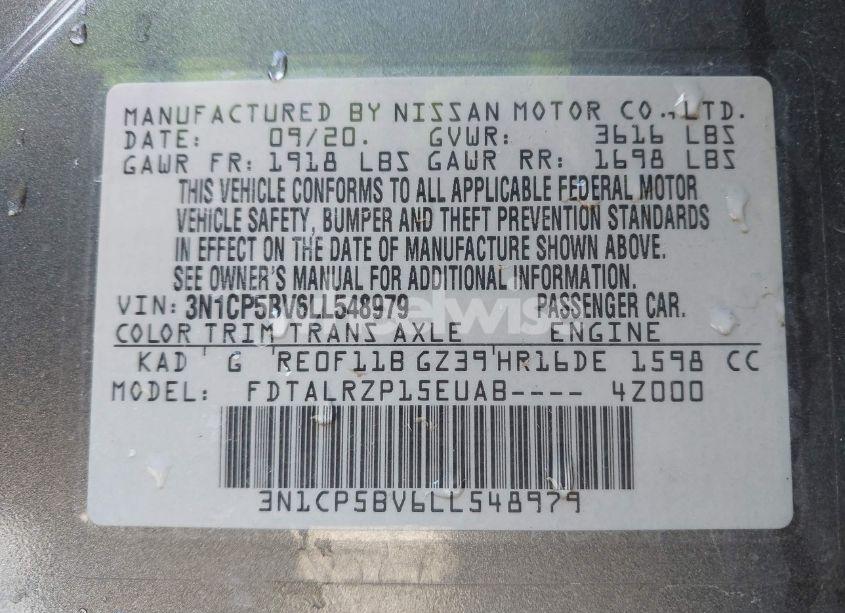 Photo 9 of 2020 Nissan Kicks S XTRONIC CVT (VIN 3N1CP5BV6LL548979)