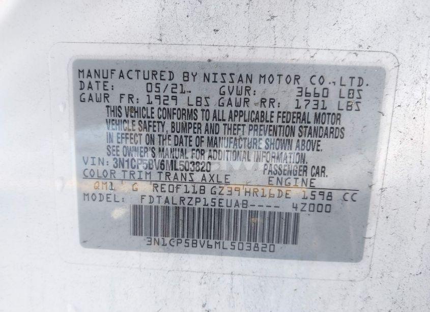 Photo 9 of 2021 Nissan Kicks S XTRONIC CVT (VIN 3N1CP5BV6ML503820)