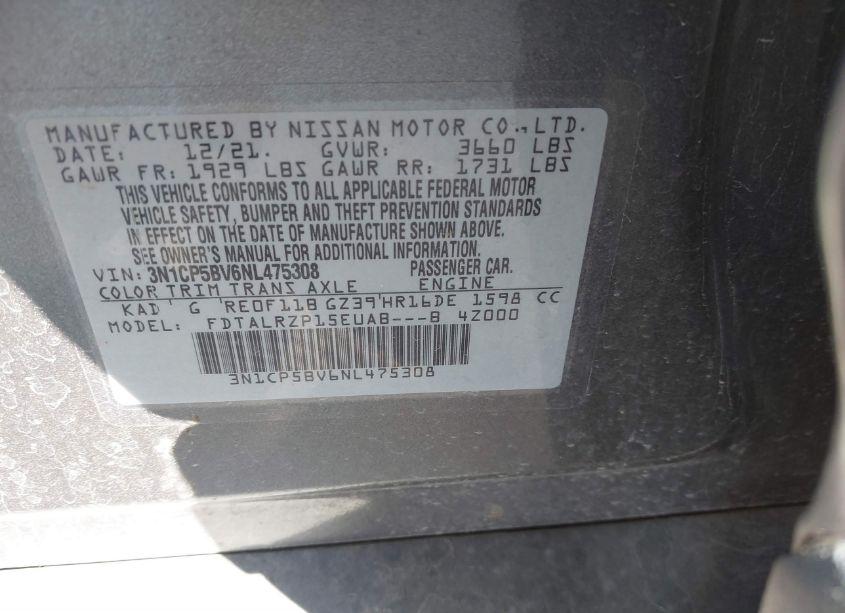 Photo 9 of 2022 Nissan Kicks S XTRONIC CVT (VIN 3N1CP5BV6NL475308)