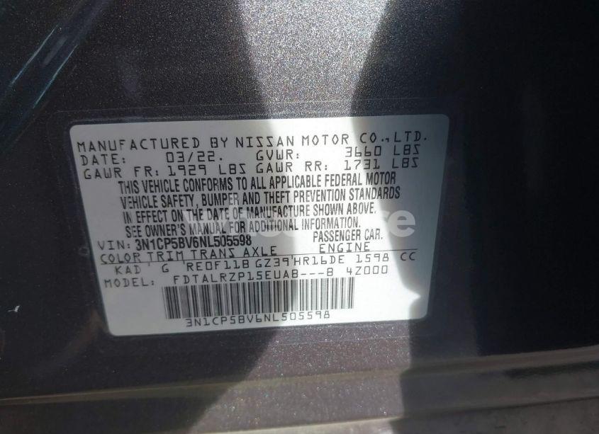 Photo 9 of 2022 Nissan Kicks S XTRONIC CVT (VIN 3N1CP5BV6NL505598)