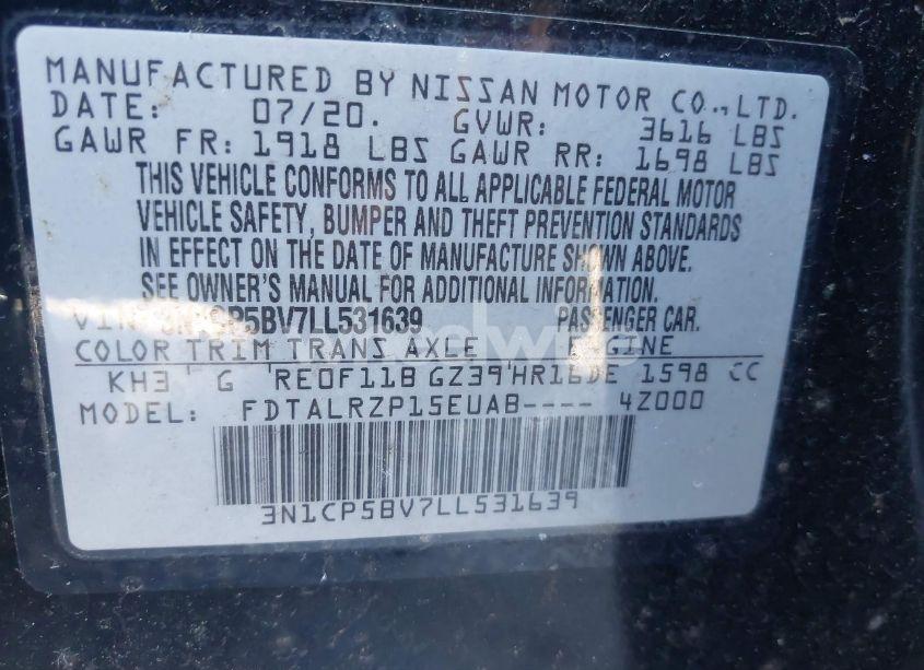 Photo 9 of 2020 Nissan Kicks S XTRONIC CVT (VIN 3N1CP5BV7LL531639)