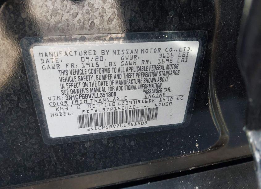 Photo 9 of 2020 Nissan Kicks S XTRONIC CVT (VIN 3N1CP5BV7LL551308)