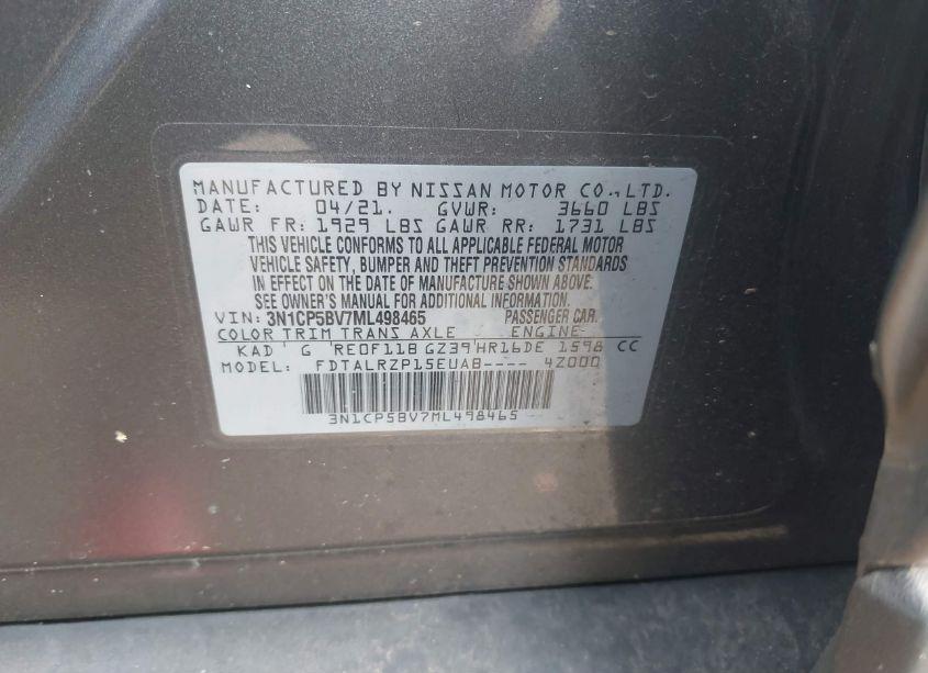 Photo 9 of 2021 Nissan Kicks S XTRONIC CVT (VIN 3N1CP5BV7ML498465)