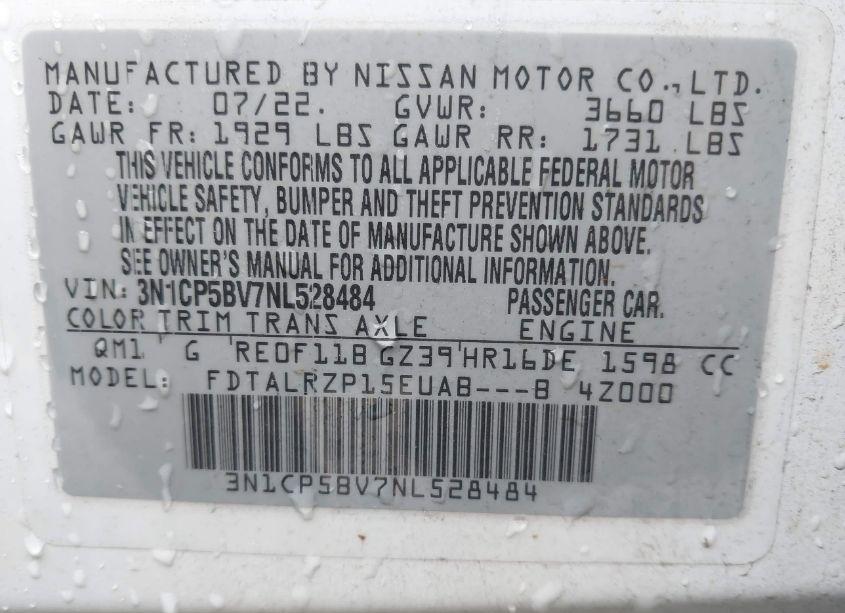 Photo 9 of 2022 Nissan Kicks S XTRONIC CVT (VIN 3N1CP5BV7NL528484)