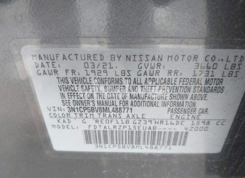 Photo 9 of 2021 Nissan Kicks S XTRONIC CVT (VIN 3N1CP5BV8ML488771)