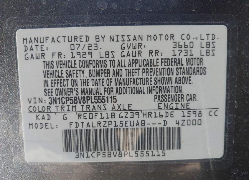 Photo 9 of 2023 Nissan Kicks S XTRONIC CVT (VIN 3N1CP5BV8PL555115)