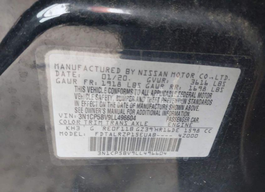 Photo 9 of 2020 Nissan Kicks S XTRONIC CVT (VIN 3N1CP5BV9LL496604)