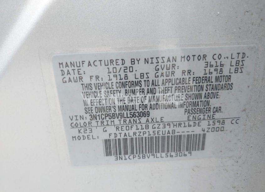 Photo 9 of 2020 Nissan Kicks S XTRONIC CVT (VIN 3N1CP5BV9LL563069)