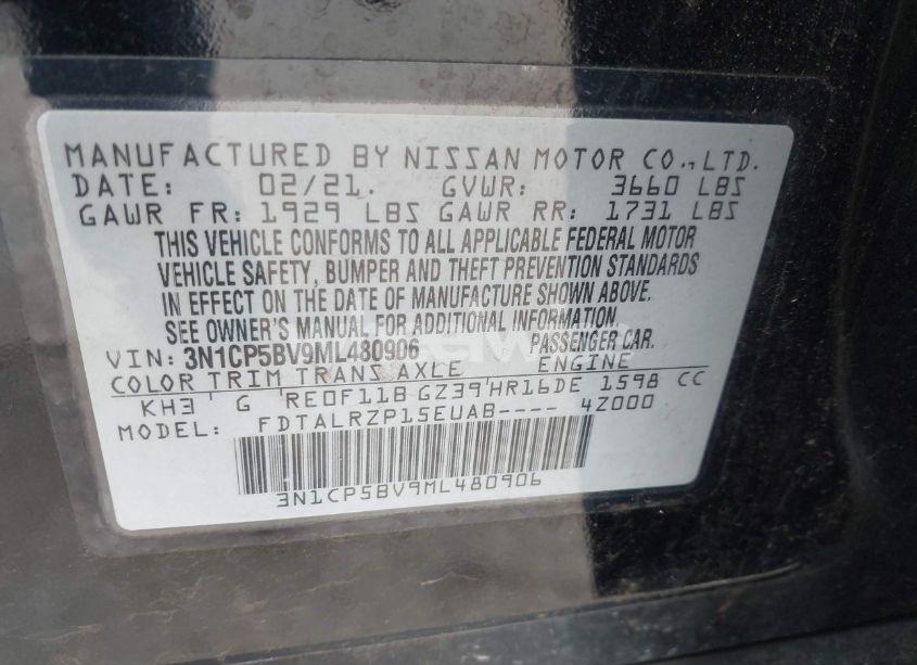 Photo 9 of 2021 Nissan Kicks S XTRONIC CVT (VIN 3N1CP5BV9ML480906)