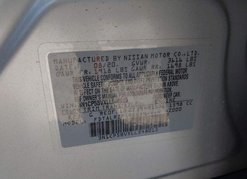 Photo 9 of 2020 Nissan Kicks S XTRONIC CVT (VIN 3N1CP5BVXLL548015)