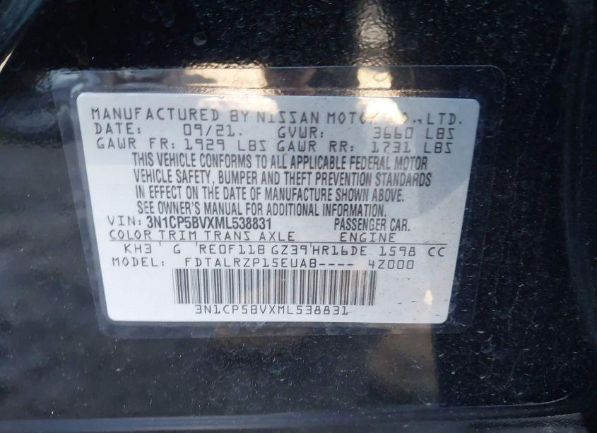 Photo 9 of 2021 Nissan Kicks S XTRONIC CVT (VIN 3N1CP5BVXML538831)