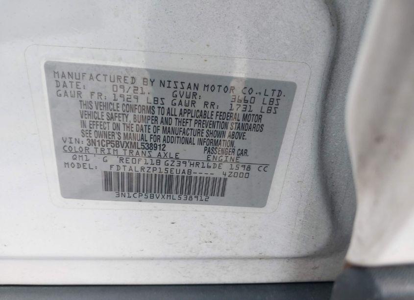 Photo 9 of 2021 Nissan Kicks S XTRONIC CVT (VIN 3N1CP5BVXML538912)