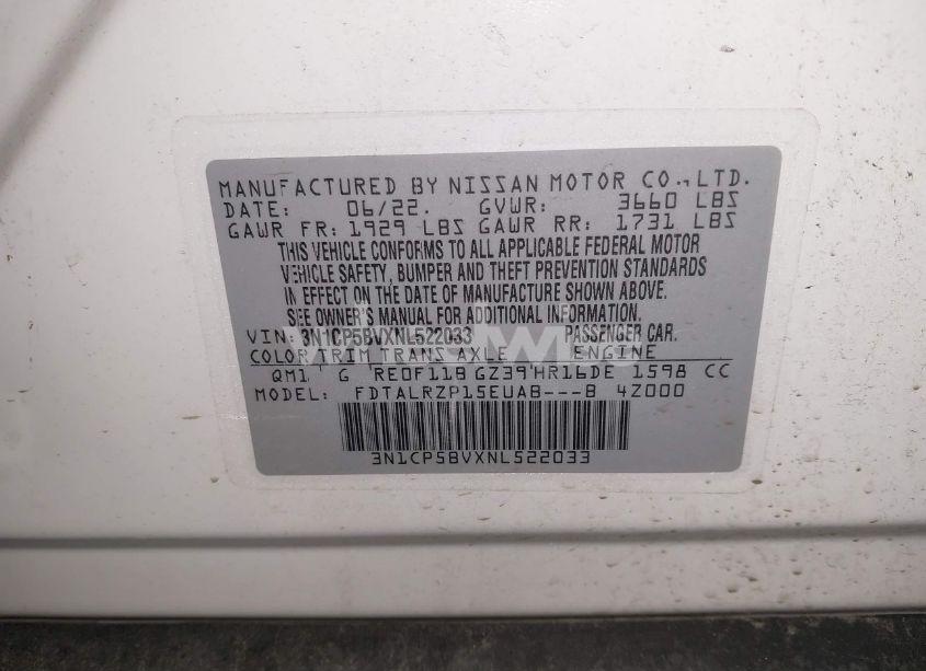 Photo 9 of 2022 Nissan Kicks S XTRONIC CVT (VIN 3N1CP5BVXNL522033)