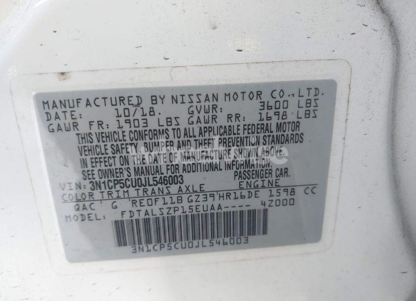 Photo 9 of 2018 Nissan Kicks SV (VIN 3N1CP5CU0JL546003)