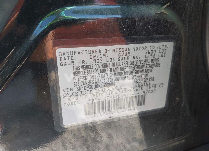 Photo 9 of 2019 Nissan Kicks S (VIN 3N1CP5CU0KL506604)