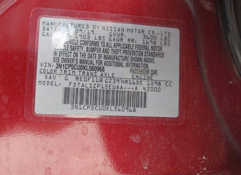 Photo 9 of 2019 Nissan Kicks SV (VIN 3N1CP5CU0KL560968)