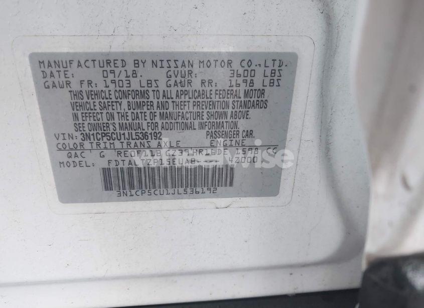 Photo 9 of 2018 Nissan Kicks SR (VIN 3N1CP5CU1JL536192)