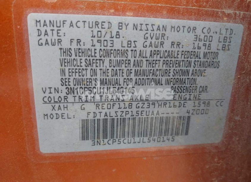 Photo 9 of 2018 Nissan Kicks SV (VIN 3N1CP5CU1JL540145)