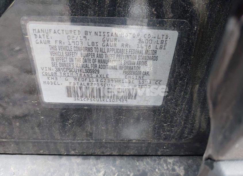 Photo 9 of 2019 Nissan Kicks S (VIN 3N1CP5CU1KL505929)