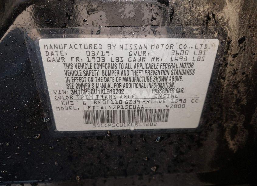 Photo 9 of 2019 Nissan Kicks SV (VIN 3N1CP5CU1KL519202)