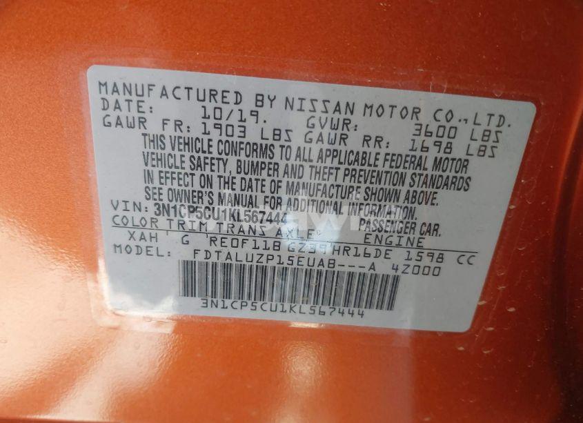 Photo 9 of 2019 Nissan Kicks SR (VIN 3N1CP5CU1KL567444)