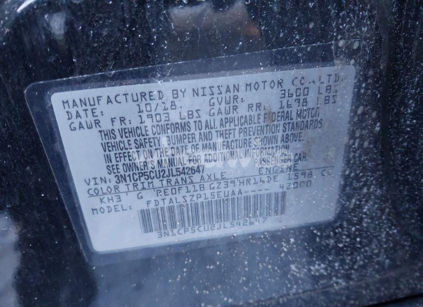 Photo 9 of 2018 Nissan Kicks SV (VIN 3N1CP5CU2JL542647)