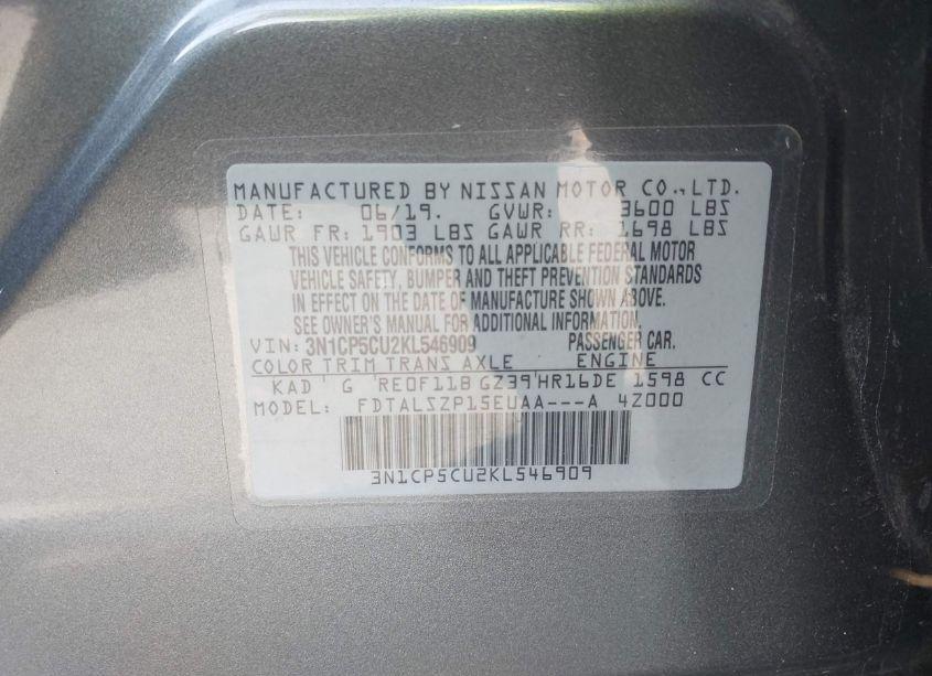 Photo 9 of 2019 Nissan Kicks SV (VIN 3N1CP5CU2KL546909)