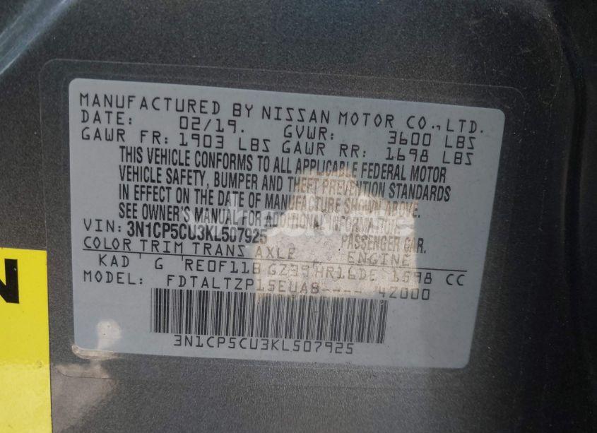 Photo 9 of 2019 Nissan Kicks SR (VIN 3N1CP5CU3KL507925)