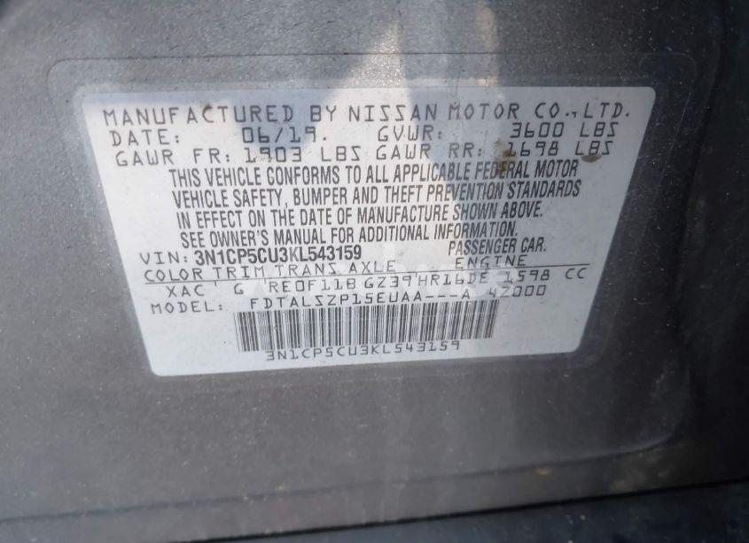 Photo 9 of 2019 Nissan Kicks SV (VIN 3N1CP5CU3KL543159)