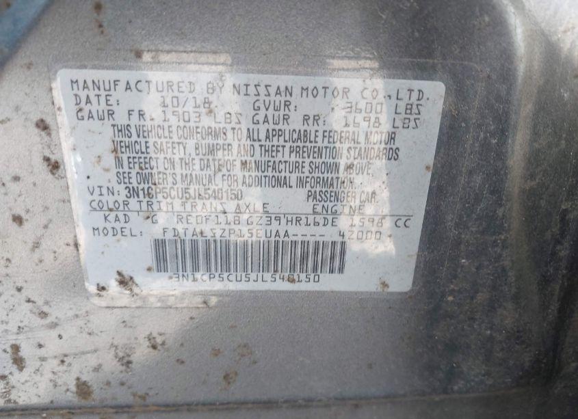 Photo 9 of 2018 Nissan Kicks SV (VIN 3N1CP5CU5JL540150)