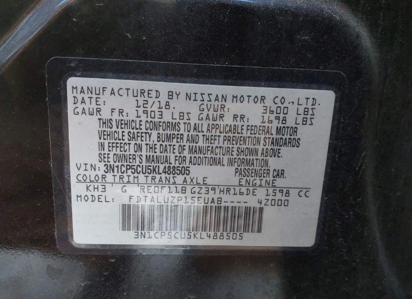 Photo 9 of 2019 Nissan Kicks SR (VIN 3N1CP5CU5KL488505)